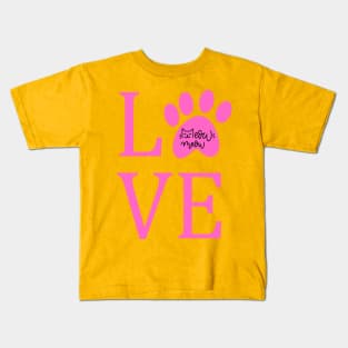 Dog Paw Cat Paw heart love puppy foot kitten Animal symbol Kids T-Shirt